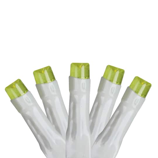 20ct. Green Battery Operated LED Wide Angle Christmas String Lights with White Wire